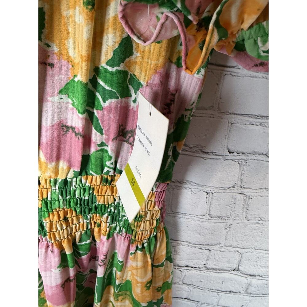 Taylor Drop Waist Green Floral Spring Dress NWT Size 14 Flutter - Picture 5 of 9